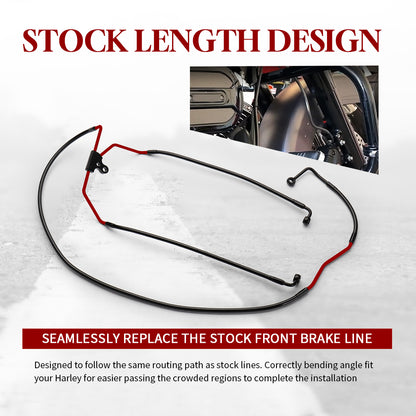 Lower Front Brake Line Stainless Steel Braided Brake Cable Kit for Harley 2008-2013 With ABS