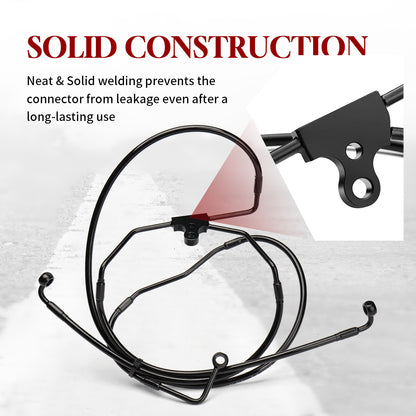 Lower Front Brake Line Stainless Steel Braided Brake Cable Kit for Harley 2008-2013 With ABS