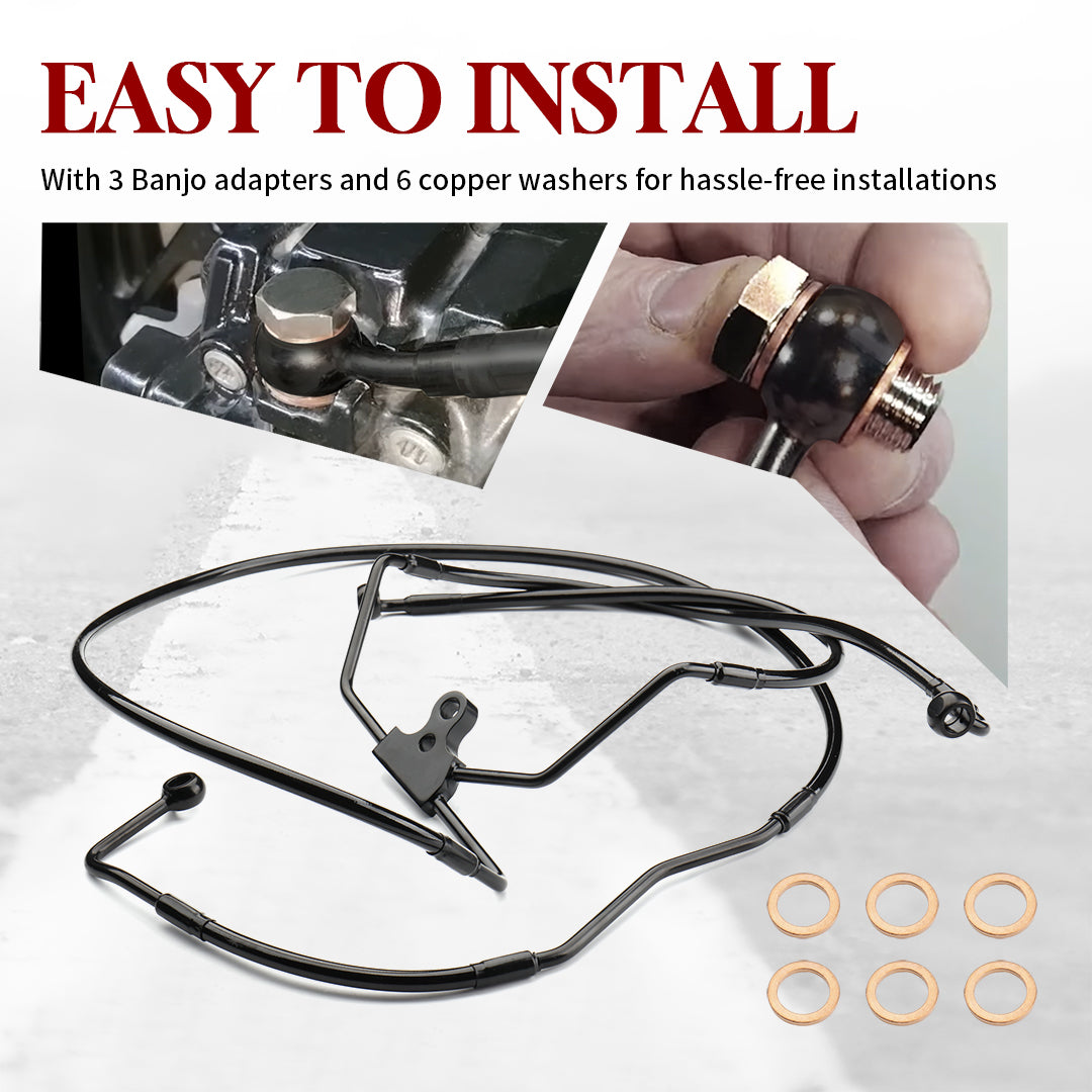 Lower Front Brake Line Stainless Steel Braided Brake Cable Kit for Harley 2008-2013 With ABS