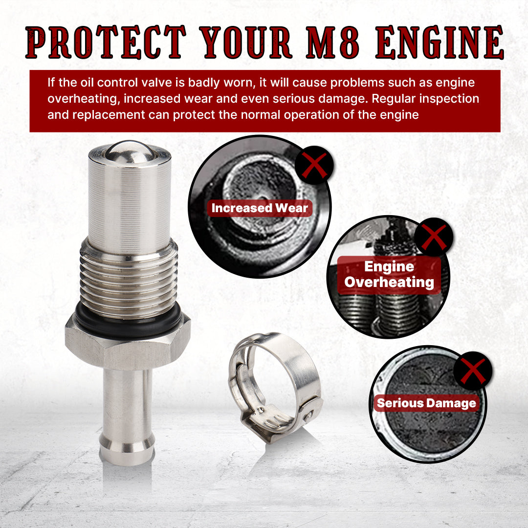 M8 Engine Oil Control Valve for Harley 2017-Later Touring Softai All Oil Cooled M8 Engine, Stainless Steel Oil Cooler Valve Control Kit