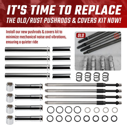 M8 Pushrod Covers Kit for Harley Milwaukee-Eight Touring Softail Models 2017-Later