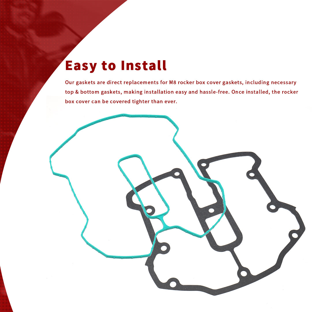 M8 Rocker Box Cover Gaskets Kit for Harley Touring Softail 2017-Later