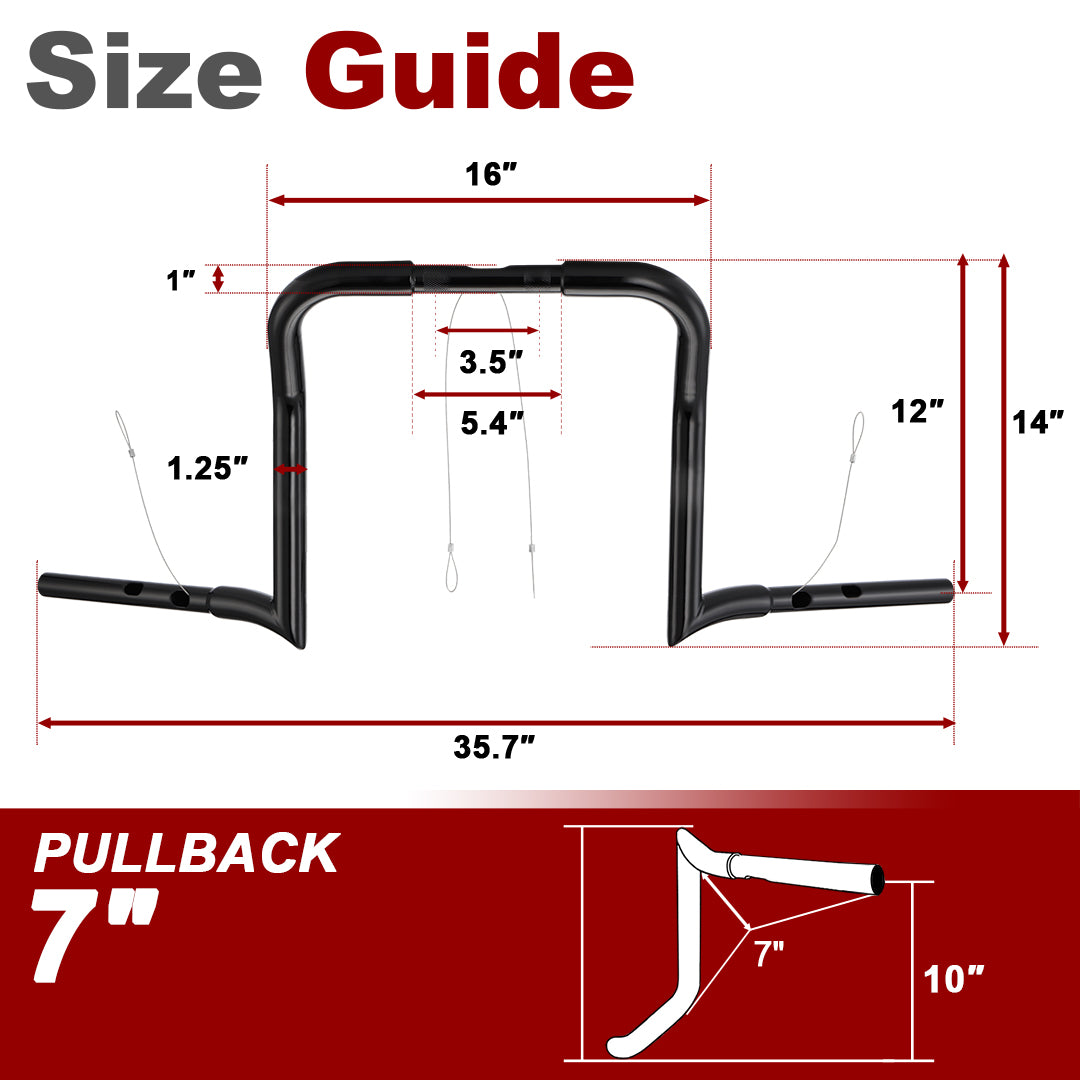 1.25 Inch Fat Meathook Handlebar Street Glide Ape Hangers for Harley Touring 2023-Later