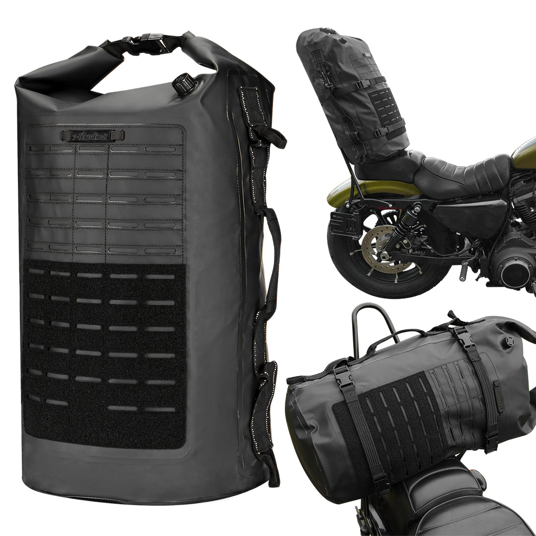 Motorcycle Sissy Bar Bag Luggage Dry Backpack Tail Backrest Bag 35L Duffle Gear for Motorbike Riding Touring Camping Outdoor Trip Travel