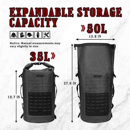 Motorcycle Sissy Bar Bag Luggage Dry Backpack Tail Backrest Bag 35L Duffle Gear for Motorbike Riding Touring Camping Outdoor Trip Travel