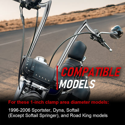Pre-wired Handlebar 1.25 Inch Fat Ape Hanger with Heated Grip Wires & Switch Control Kit & Turn Signal Wires for Harley Sportster Dyna Softail Road King 1996-2006