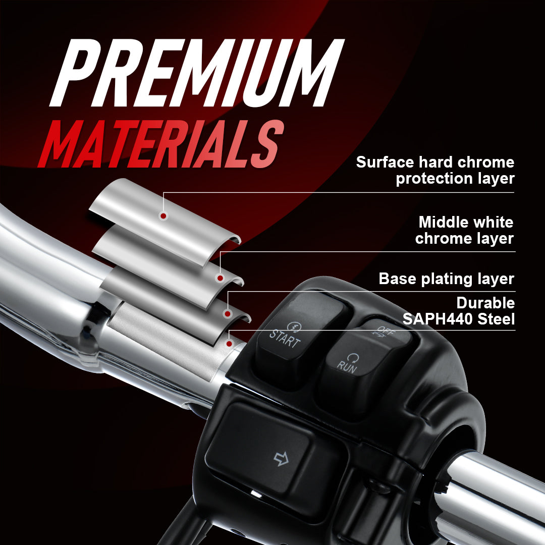 Pre-wired Handlebar 1.25 Inch Fat Ape Hanger with Heated Grip Wires & Switch Control Kit & Turn Signal Wires for Harley Sportster Dyna Softail Road King 1996-2006