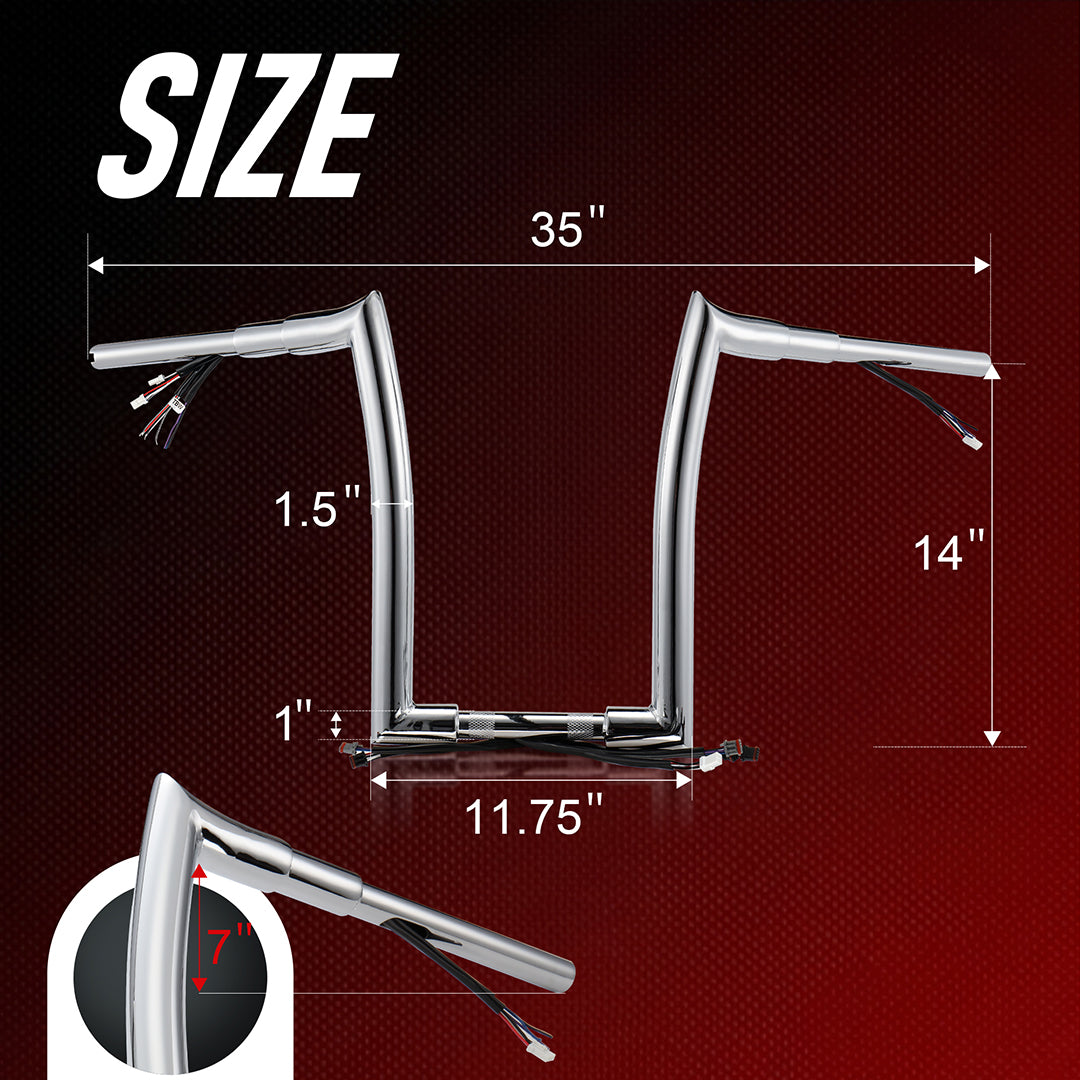 Pre-wired Mercenary Handlebar 1.5 Inch Fat Ape Hanger for Harley Softail 2016-Later