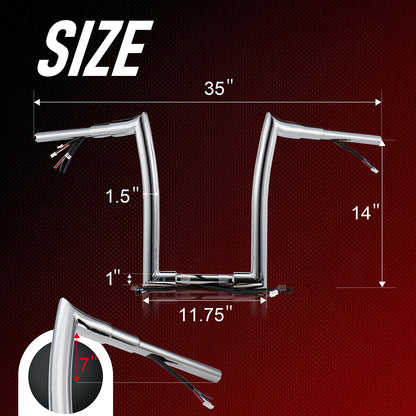 Pre-wired Mercenary Handlebar 1.5 Inch Fat Ape Hanger for Harley Softail 2016-Later