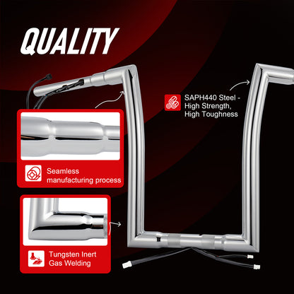 Pre-wired Road Glide Handlebar 1.5 Inch Fat Ape Hanger for Harley Road Glide 2023-Later with ABS