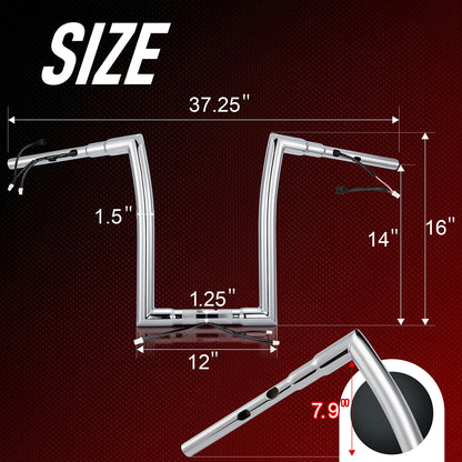 Pre-wired Road Glide Handlebar 1.5 Inch Fat Ape Hanger for Harley Road Glide 2023-Later with ABS