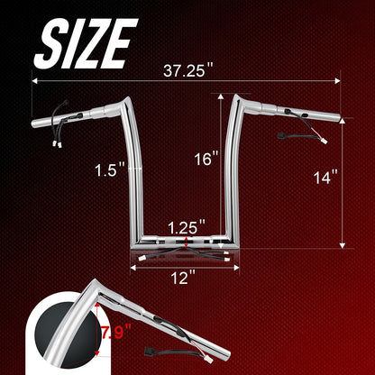 Pre-wired Road Glide Meathook Handlebars 1.5 Inch Fat Ape Hangers for Harley Road Glide 2023-Later with ABS