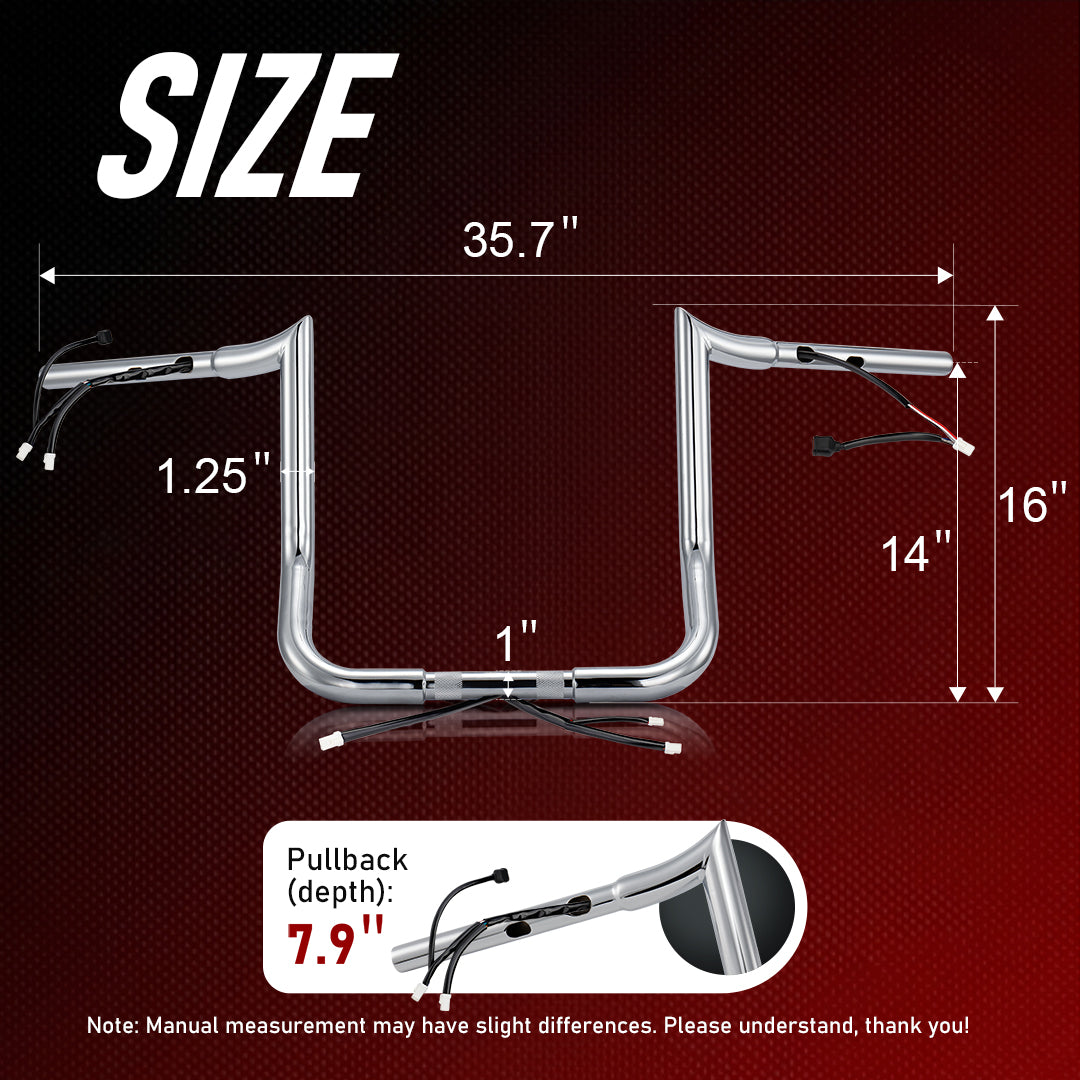 Pre-wired Street Glide Handlebar 1.25 Inch Fat Ape Hanger for Harley Street Glide