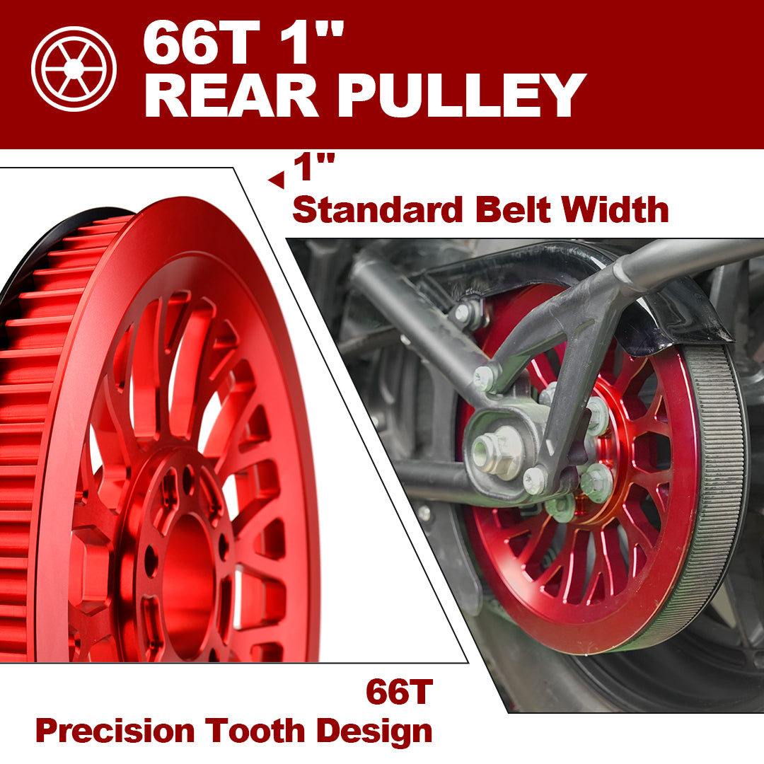 Rear Wheel Drive Belt Pulley 66T 1" Spoke for Harley 2007-2025 Softail Dyna Touring