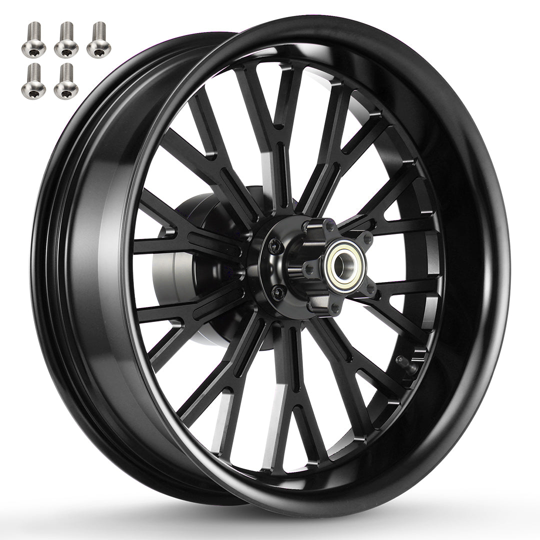 Rear Wheel Fat Spokes One-Piece CNC Machined Wheel Rim with Spacer 18"x5.5" for Harley Touring 2008-Later Street Glide/Road Glide/Road King/Electra Glide