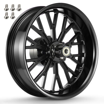 Rear Wheel Fat Spokes One-Piece CNC Machined Wheel Rim with Spacer 18"x5.5" for Harley Touring 2008-Later Street Glide/Road Glide/Road King/Electra Glide