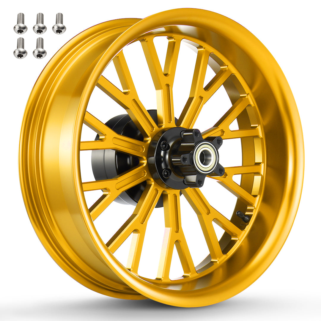 Rear Wheel Fat Spokes One-Piece CNC Machined Wheel Rim with Spacer 18"x5.5" for Harley Touring 2008-Later Street Glide/Road Glide/Road King/Electra Glide