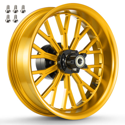 Rear Wheel Fat Spokes One-Piece CNC Machined Wheel Rim with Spacer 18"x5.5" for Harley Touring 2008-Later Street Glide/Road Glide/Road King/Electra Glide