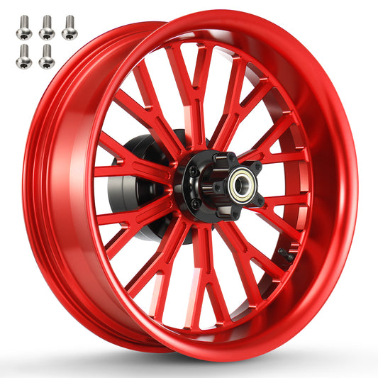 Rear Wheel Fat Spokes One-Piece CNC Machined Wheel Rim with Spacer 18"x5.5" for Harley Touring 2008-Later Street Glide/Road Glide/Road King/Electra Glide