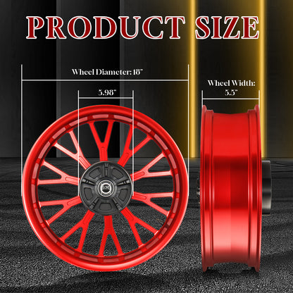 Rear Wheel Fat Spokes One-Piece CNC Machined Wheel Rim with Spacer 18"x5.5" for Harley Touring 2008-Later Street Glide/Road Glide/Road King/Electra Glide