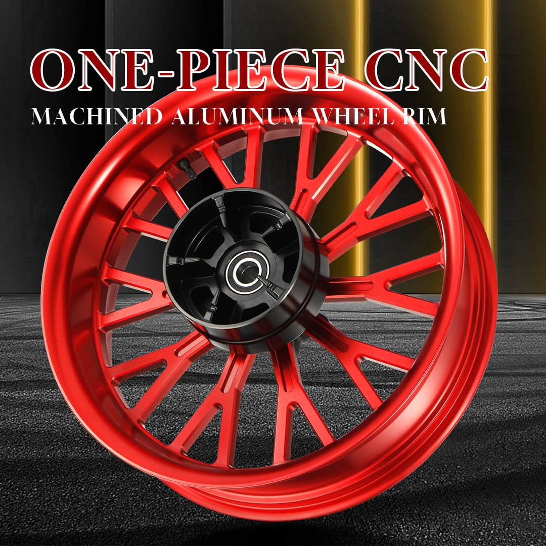 Rear Wheel Fat Spokes One-Piece CNC Machined Wheel Rim with Spacer 18"x5.5" for Harley Touring 2008-Later Street Glide/Road Glide/Road King/Electra Glide