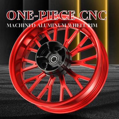 Rear Wheel Fat Spokes One-Piece CNC Machined Wheel Rim with Spacer 18"x5.5" for Harley Touring 2008-Later Street Glide/Road Glide/Road King/Electra Glide