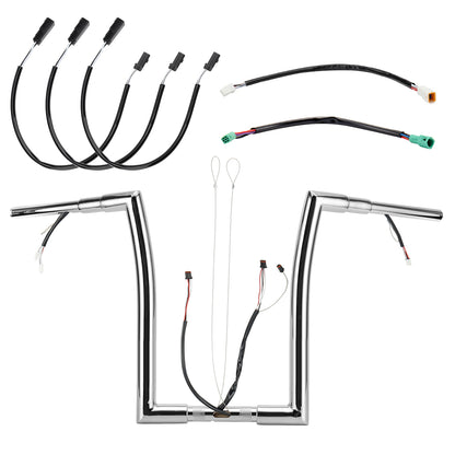 For Harley Road Glide 2014-2023 1.5 Inch Fat Ape Hangers with Pre-wired CAN-Bus Wire and Guiding Line
