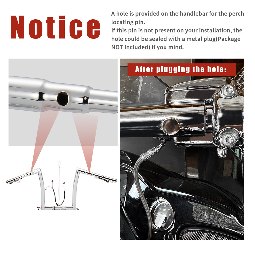 For Harley Road Glide 2014-2023 1.5 Inch Fat Ape Hangers with Pre-wired CAN-Bus Wire and Guiding Line
