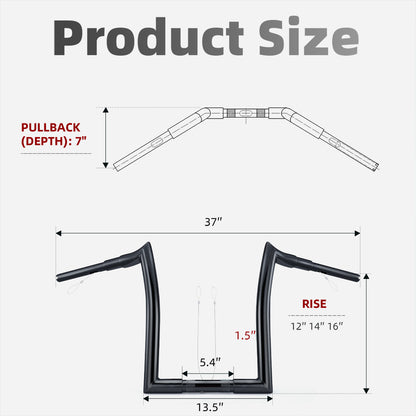 For Harley Road Glide 2015-2023 1.5 inch fat Ape Hangers Meathook Bars