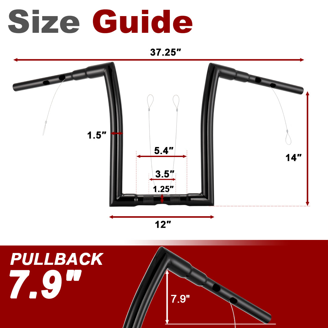 1.5 Inch Fat Right-Angle Handlebars Road Glide Ape Hangers for Harley Touring 2023-Later With ABS