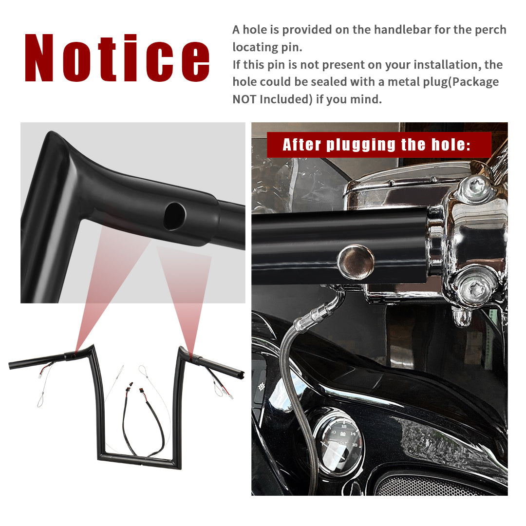 Road Glide Meathook Pre-wired Handlebars for Harley 2014-2023 with Pre-wired CAN-Bus Wire and Guiding Line