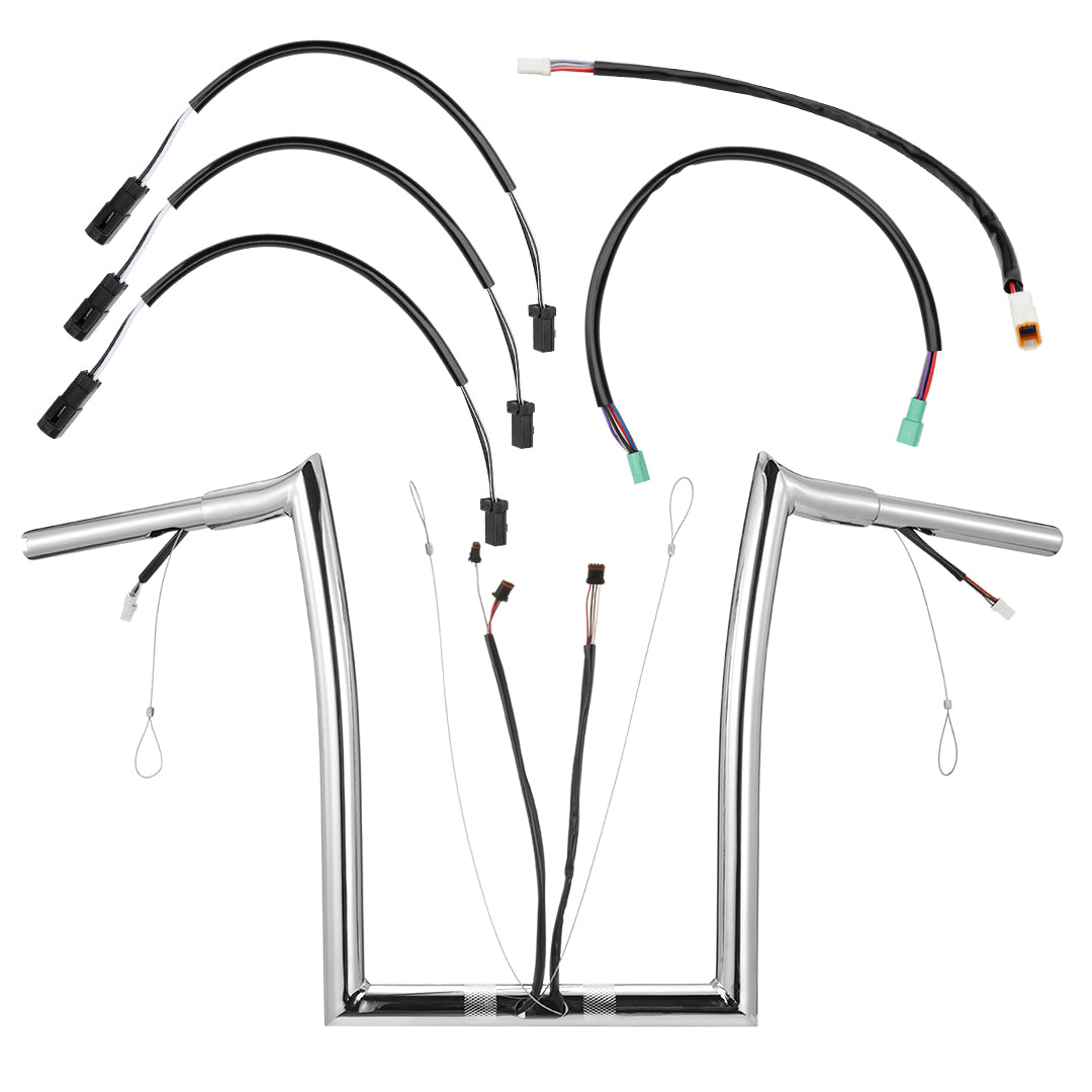 Road Glide Meathook Pre-wired Handlebars for Harley 2014-2023 with Pre-wired CAN-Bus Wire and Guiding Line