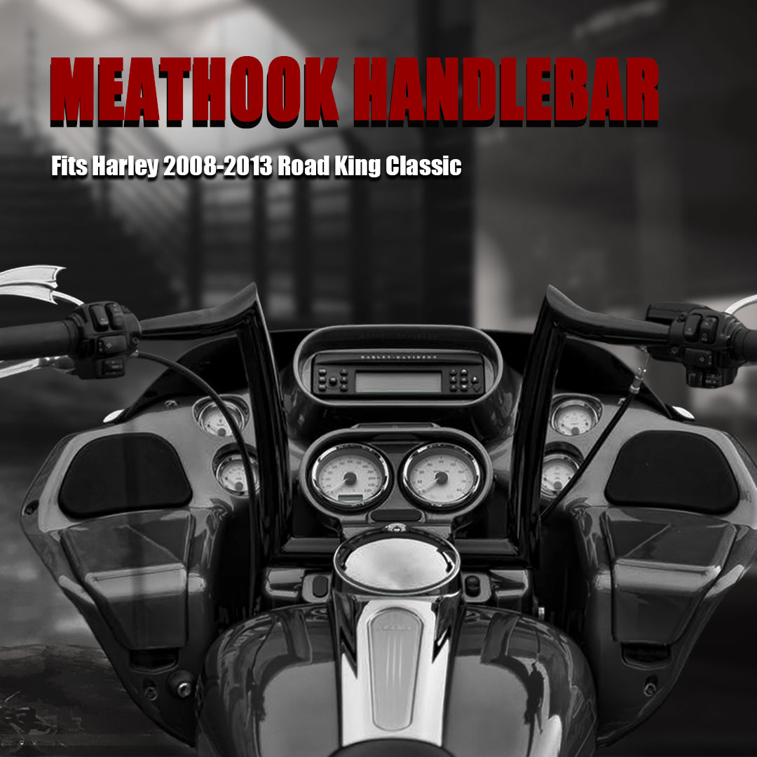 Road King Meathook Prewired Ape Hangers Handlebar for Harley 2008-2013 with CAN-Bus TBW Heated Grip Wires
