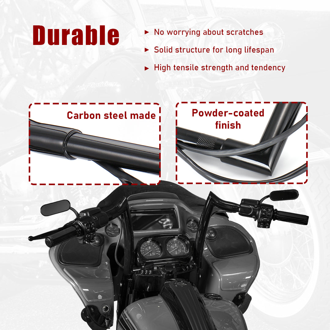 Road King Meathook Prewired Ape Hangers Handlebar for Harley 2008-2013 with CAN-Bus TBW Heated Grip Wires