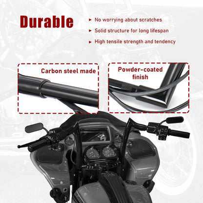 Road King Meathook Prewired Ape Hangers Handlebar for Harley 2008-2013 with CAN-Bus TBW Heated Grip Wires
