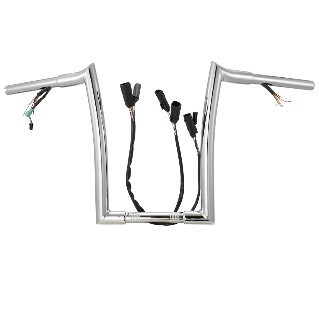 Road King Meathook Prewired Ape Hangers Handlebar for Harley 2008-2013 with CAN-Bus TBW Heated Grip Wires