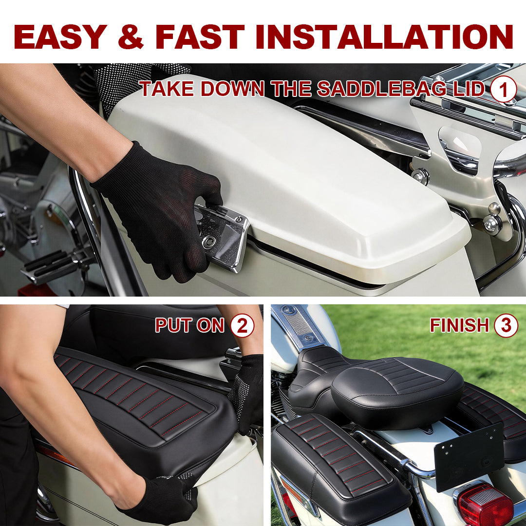 Saddlebag Lid Microfiber Leather Covers for 1993-2013 Harley Touring