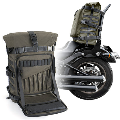 Sissy Bar Bag Tail Backrest Luggage Bag 51L Backpack Duffle Gear for Touring Camping Trip Travel Outdoor with Raincover and 1 Shoulder Strap