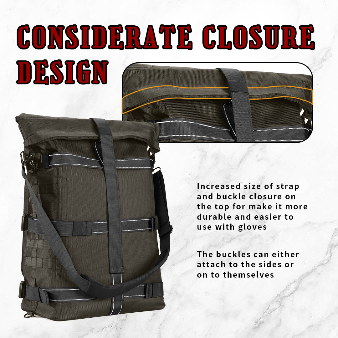 Sissy Bar Bag Tail Backrest Luggage Bag 51L Backpack Duffle Gear for Touring Camping Trip Travel Outdoor with Raincover and 1 Shoulder Strap