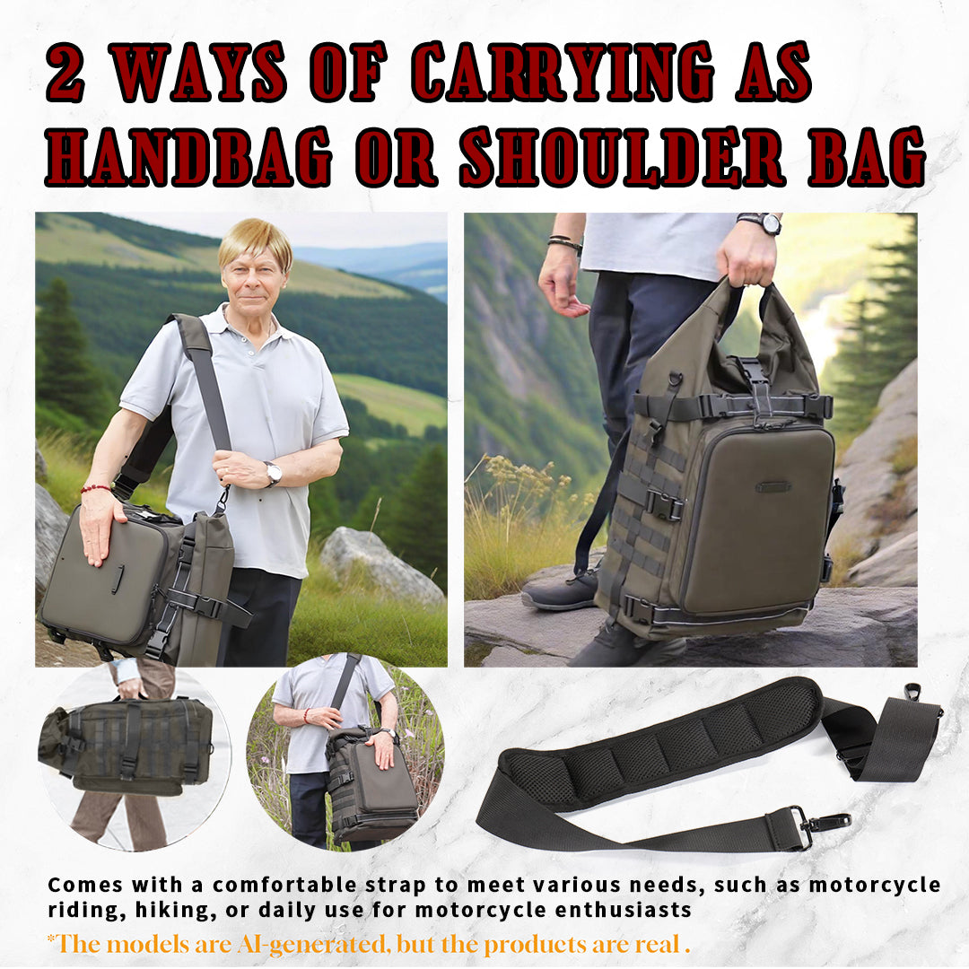 Sissy Bar Bag Tail Backrest Luggage Bag 51L Backpack Duffle Gear for Touring Camping Trip Travel Outdoor with Raincover and 1 Shoulder Strap