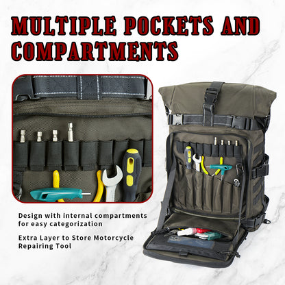 Sissy Bar Bag Tail Backrest Luggage Bag 51L Backpack Duffle Gear for Touring Camping Trip Travel Outdoor with Raincover and 1 Shoulder Strap