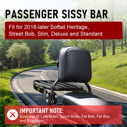 For Harley Softail 2018-Later 16/22.5 Inch Detachable Backrest Holdfast Sissy Bar