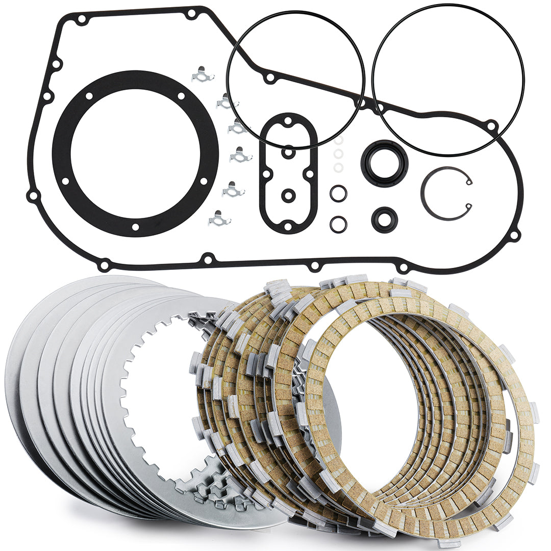 For Harley Softail Dyna 1998-2006 Extra Clutch Plate Friction Steel Clutch Kit and Primary Cover Gasket Seal Kit