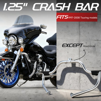 For Touring 1997-2008 1.25 Inch Fat Engine Guard Highway Peg Crash Bar