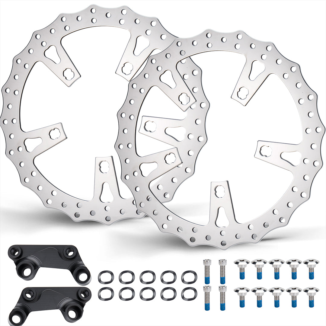 For Harley 2009-Later Touring models 14 Inch Front Brake Dual Disc Rotors with Caliper Adapter