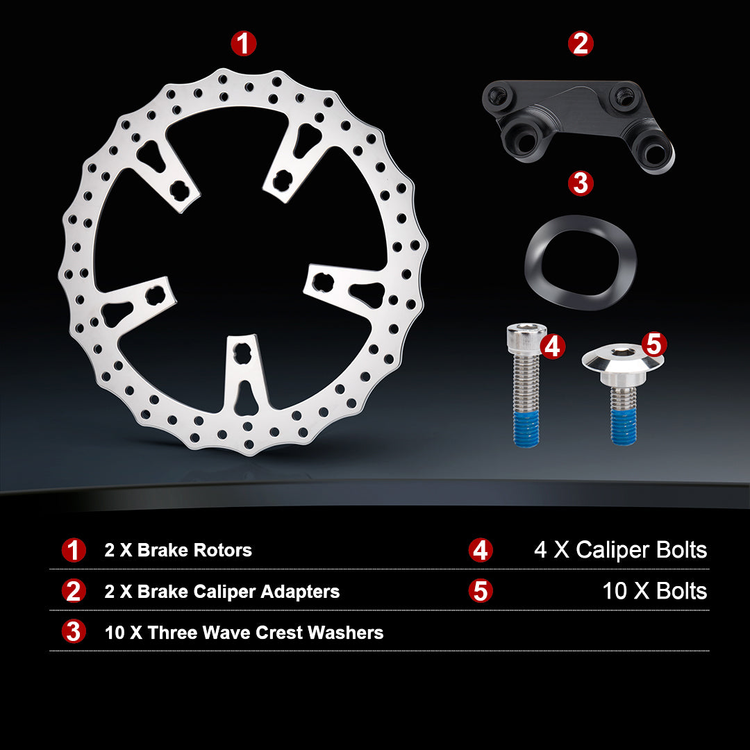 For Harley 2009-Later Touring models 14 Inch Front Brake Dual Disc Rotors with Caliper Adapter