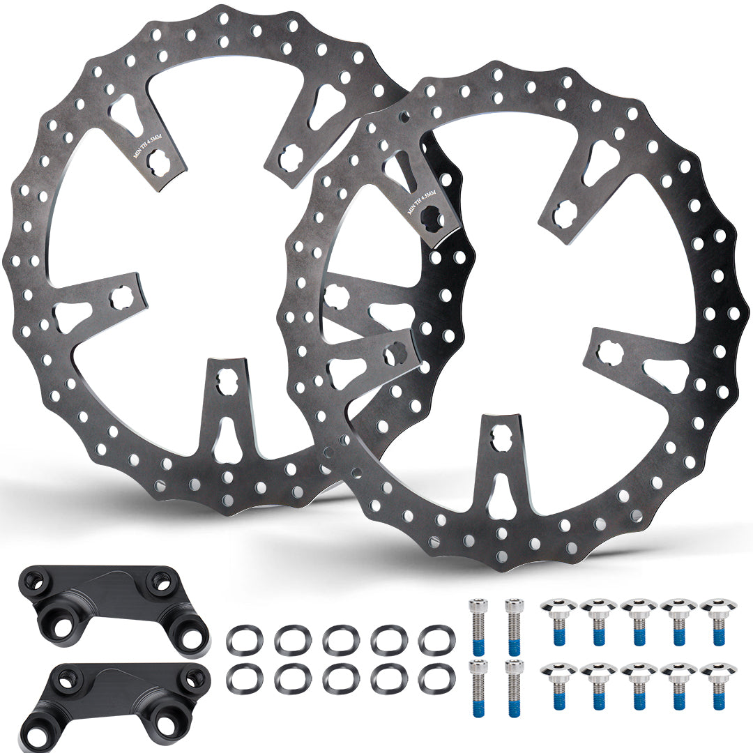 For Harley 2009-Later Touring models 14 Inch Front Brake Dual Disc Rotors with Caliper Adapter