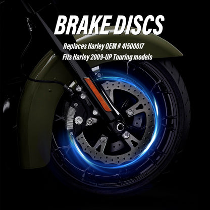 For Harley 2009-Later Touring models 14 Inch Front Brake Dual Disc Rotors with Caliper Adapter