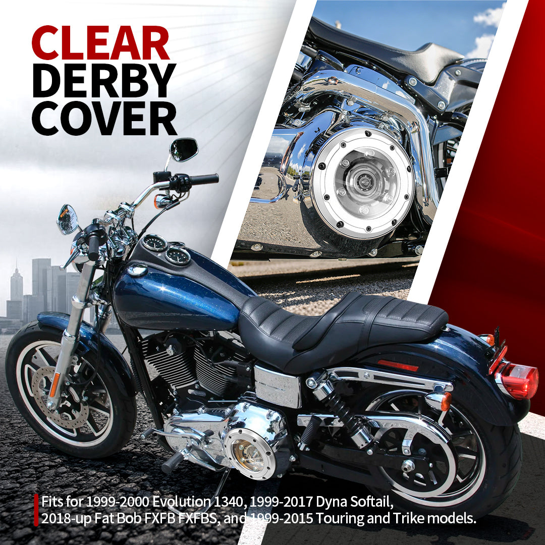 Transparent Derby Cover for 1999-2017 Touring/Dyna/Softail