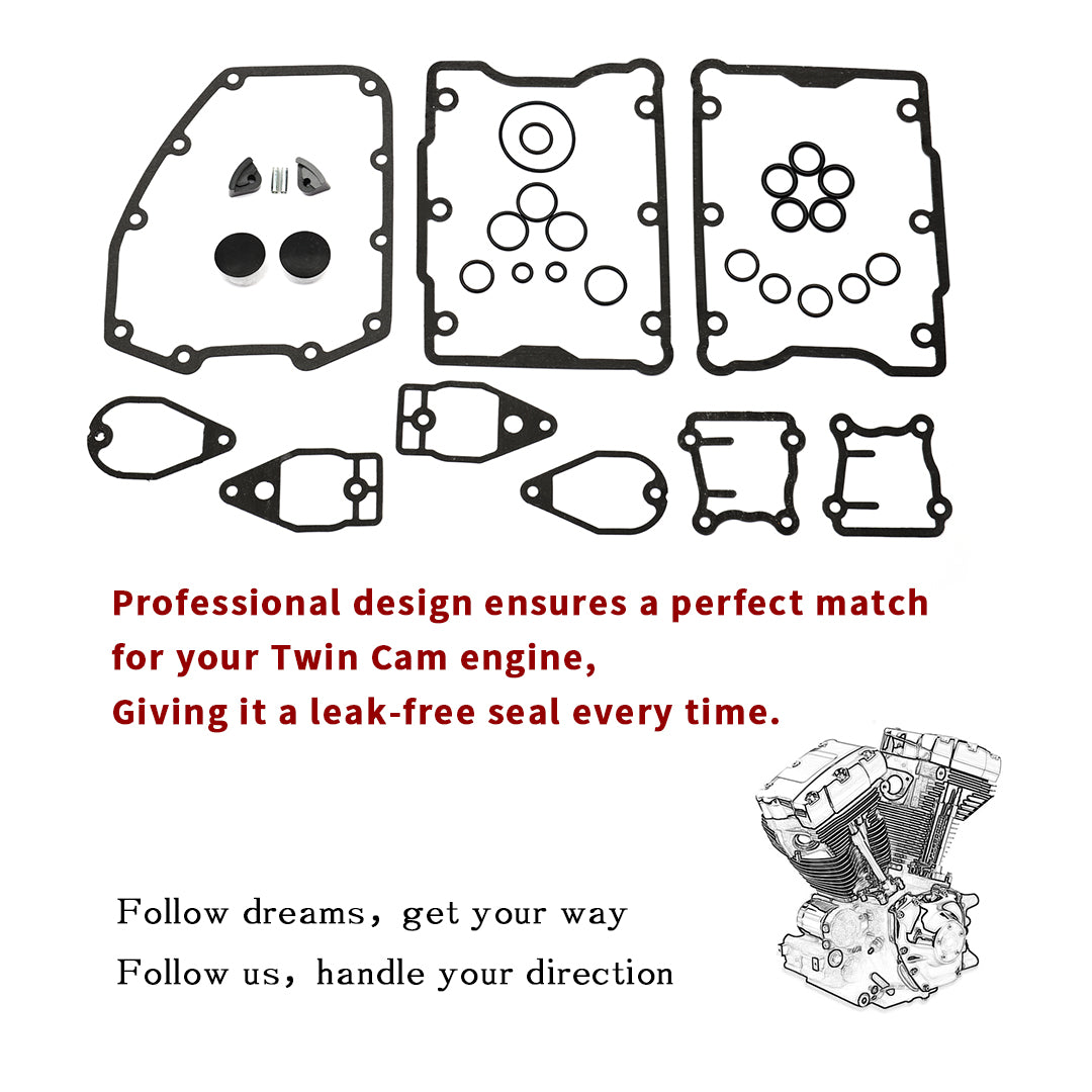 Twin Cam Change Rocker/Breather/Tappet/Cam Cover Gaskets/Seal+Tensioner Pad Kit for Harley Softail Dyna Touring 1999-2005